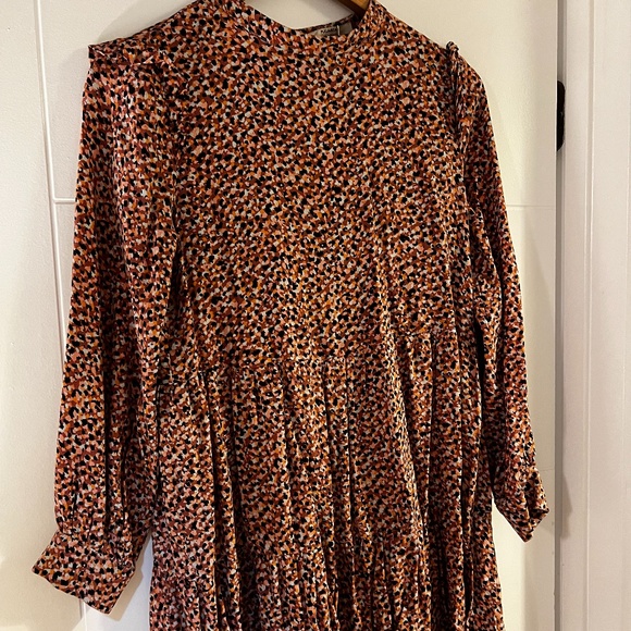 Pull and Bear Long Sleeve High Neck Printed Dress - Picture 1 of 3